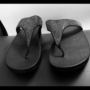 FitFlop, Woman’s Black Flip Flops With Crystals